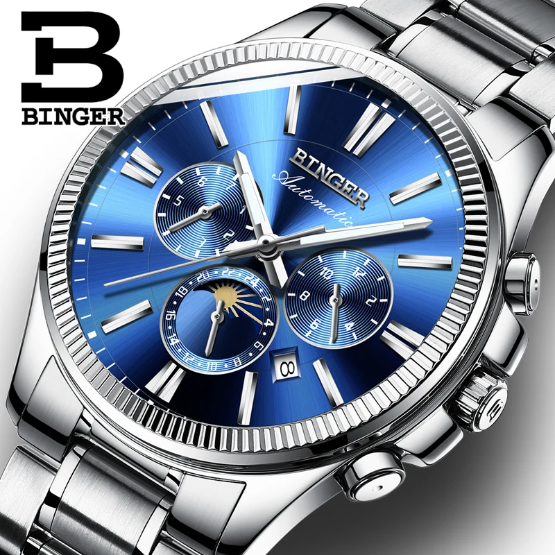Elegant England Wind Gentle Men Automatic Watches Self Winding Full Steel Wrist watch Moon Phase Calendar Watch Multi Functional
Elegant England Wind Gentle Men Automatic Watches Self Winding Full Steel Wrist watch Moon Phase Calendar Watch Multi Functional