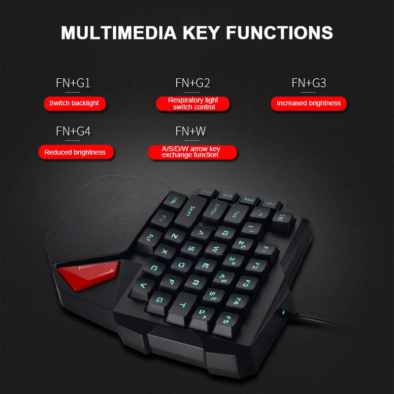 Single Hand Wired Gaming Keyboard 38 Keys Mini Keypad for Dota OW PUBG ND998
Single Hand Wired Gaming Keyboard 38 Keys Mini Keypad for Dota OW PUBG ND998