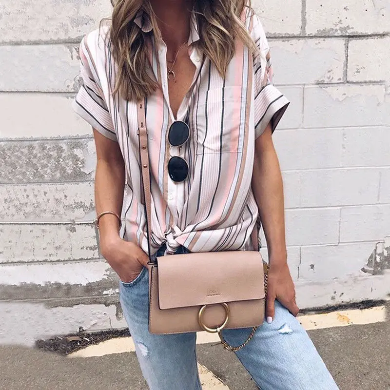 Hirigin Fashion Women Striped V-Neck Shirt Casual Tops Short Sleeve Elegant Loose Blouse Femme Summer Clothing Plus Size
Hirigin Fashion Women Striped V-Neck Shirt Casual Tops Short Sleeve Elegant Loose Blouse Femme Summer Clothing Plus Size