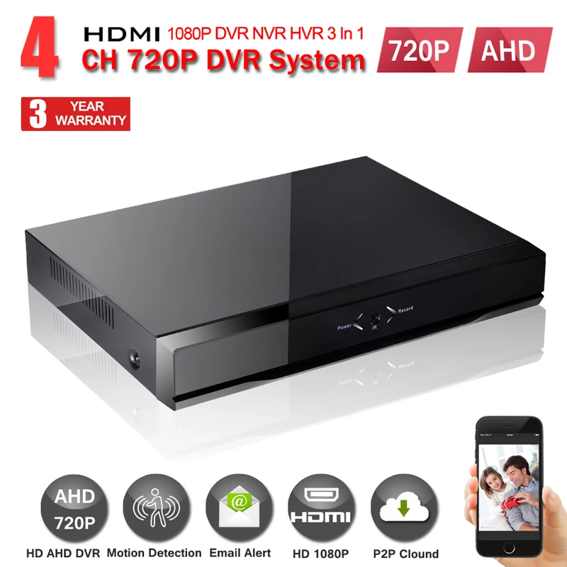 Видеорегистратор 4 HD Channel 720P 1080N H.264 с 2 USB портами HDMI сеть система видеонаблюдения