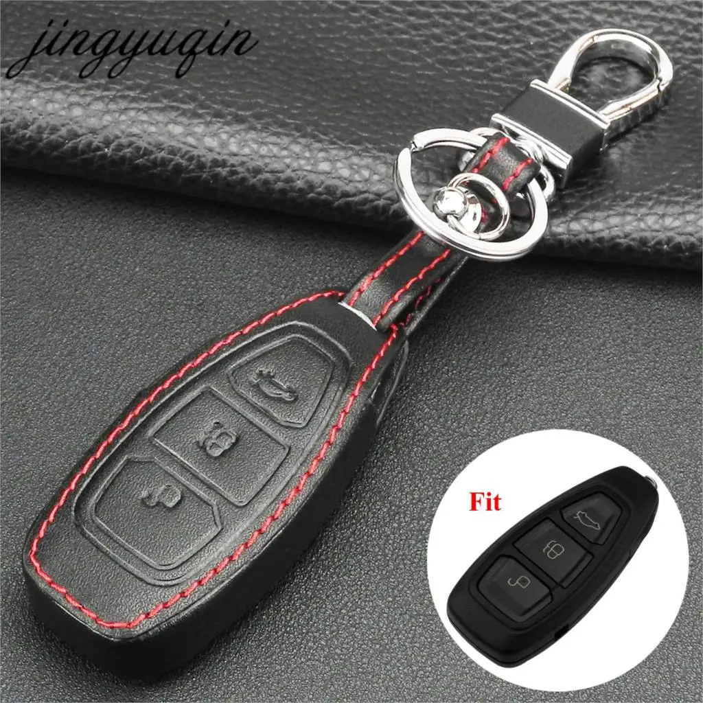 jingyuqin New Leather Keyless Cover FOB for Ford Mondeo Fiesta Focus Titanium 3 Button Remote Smart Key Case fob
jingyuqin New Leather Keyless Cover FOB for Ford Mondeo Fiesta Focus Titanium 3 Button Remote Smart Key Case fob