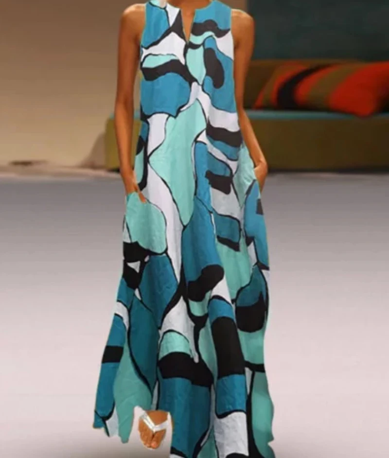 Plus Size 3XL Vintage Boho Dress Summer V-neck Sleeveless Beach Maxi Dress Casual Pocket Long Dress
Plus Size 3XL Vintage Boho Dress Summer V-neck Sleeveless Beach Maxi Dress Casual Pocket Long Dress