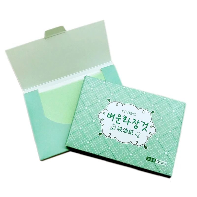 100 листов/уп Зелёный Чай лица Матирующие салфетки Бумага очищающее масло для