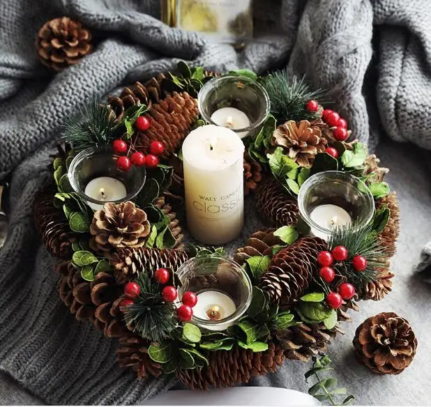 Christmas Candle Holders Pine Cone Berries Woodland Rustic Xmas Decor Table Centerpiece Christmas Wreath with Four CandleHolder
Christmas Candle Holders Pine Cone Berries Woodland Rustic Xmas Decor Table Centerpiece Christmas Wreath with Four CandleHolder