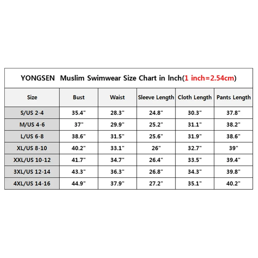 YONGSEN Modest Muslim Swimsuit Burkinis Full Cover Islamic Arab Long Sleeve Swimming Set Bearwear Hijab Bathing Suit Swimwear | Спорт и