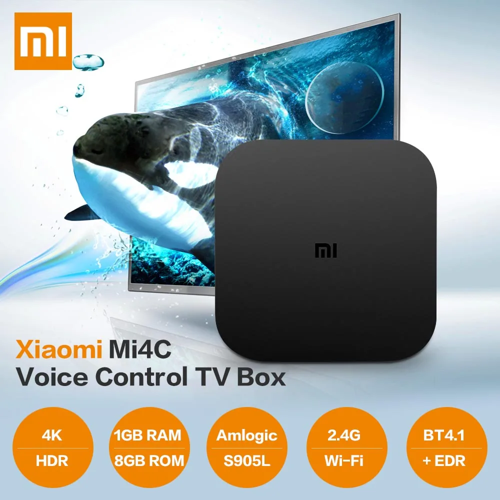 Оригинальный Xiaomi Mi4C Patchwall 4 К к HDR tv Box Amlogic S905L 1 ГБ оперативной памяти + 8 rom 2 г Wi Fi BT4.1