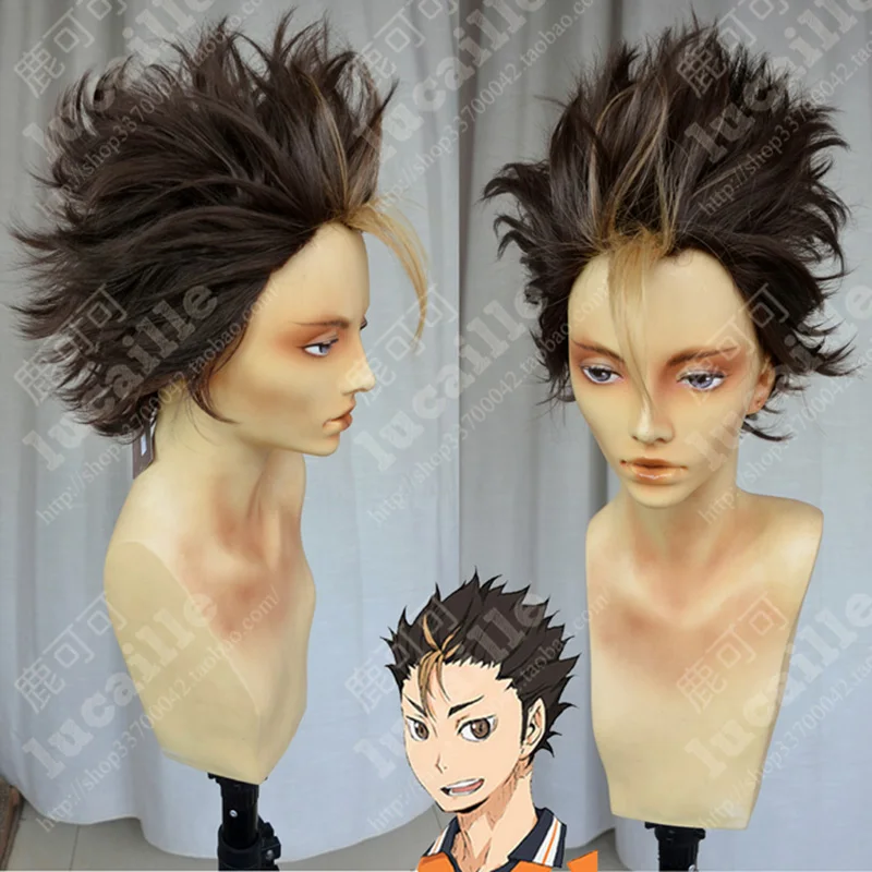 Haikyuu! Волейбол Nishinoya Yuu короткий кофейно коричневый и канагури цвет волос Косплей