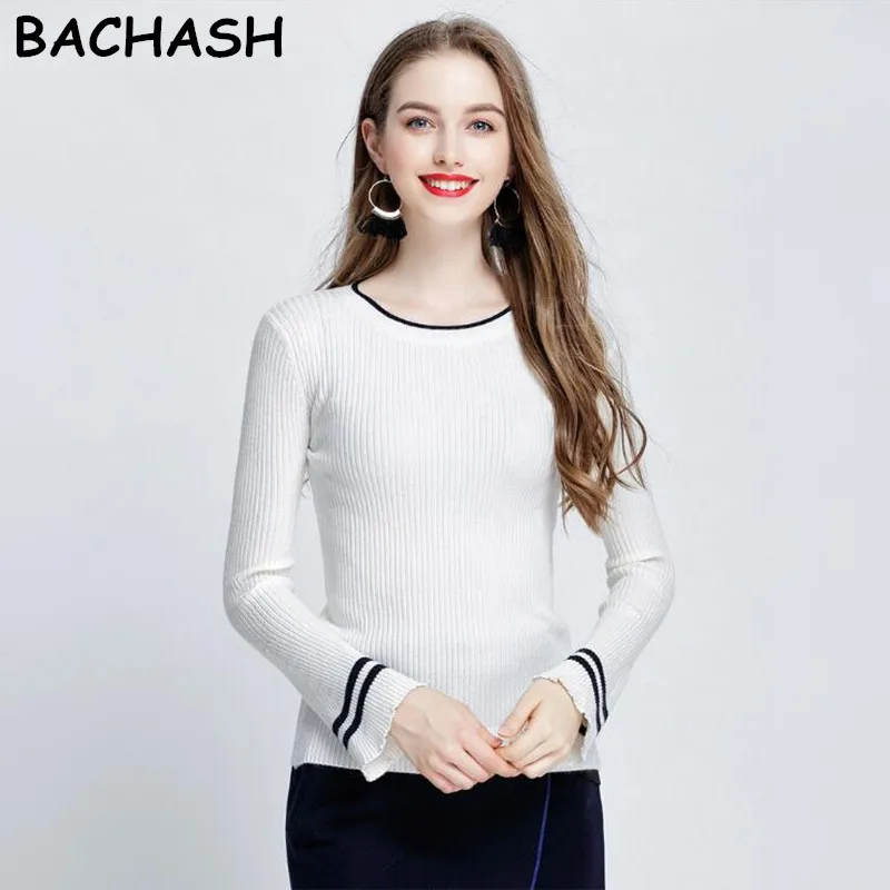 Bachash Women Sweater High Elastic Solid Casual 2018 Fall Winter Fashion Sweater Women Slim Sexy Flare Sleeve Knitted Pullovers
Bachash Women Sweater High Elastic Solid Casual 2018 Fall Winter Fashion Sweater Women Slim Sexy Flare Sleeve Knitted Pullovers