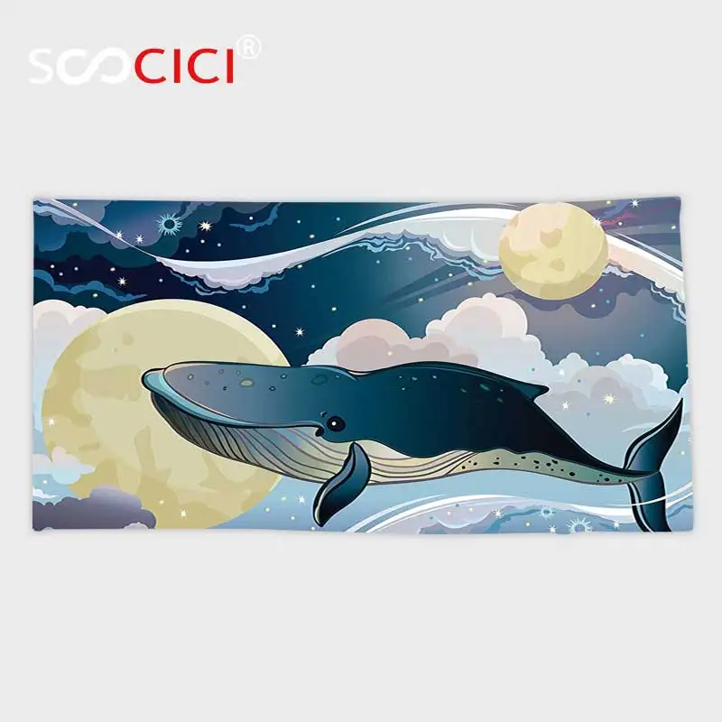Custom Microfiber Ultra Soft Bath/hand Towel,Whale Decor Cartoon Style Huge Whale Flies over Night Clouds with other Planets
Custom Microfiber Ultra Soft Bath/hand Towel,Whale Decor Cartoon Style Huge Whale Flies over Night Clouds with other Planets