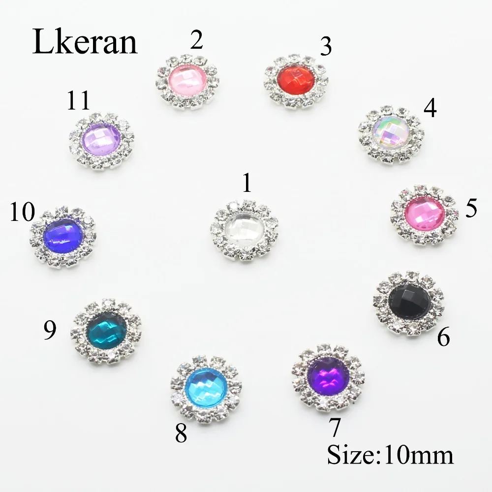 Wholesale 100pcs/lot 10mm Round Acrylic Rhinestones buttons Flat back metal buttons for clothing Diy Decorative Accessory
Wholesale 100pcs/lot 10mm Round Acrylic Rhinestones buttons Flat back metal buttons for clothing Diy Decorative Accessory