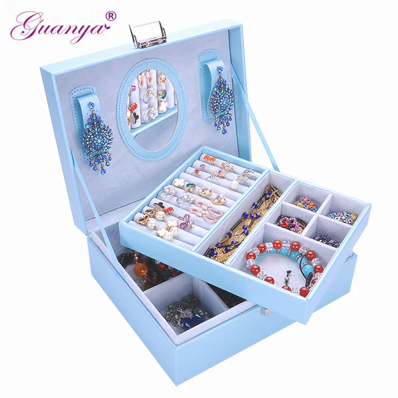 Guanya leather jewelry box GIFT multi Cosmetic&jewelry organizer with mirror lock Storage BOX Casket Container for Home/Travel
Guanya leather jewelry box GIFT multi Cosmetic&jewelry organizer with mirror lock Storage BOX Casket Container for Home/Travel