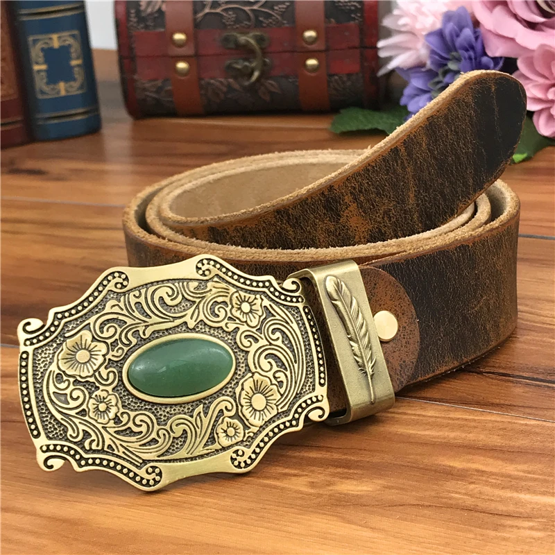 Роскошный винтажный латунный ремень с пряжкой мужской Ceinture Homme желтый кожаный