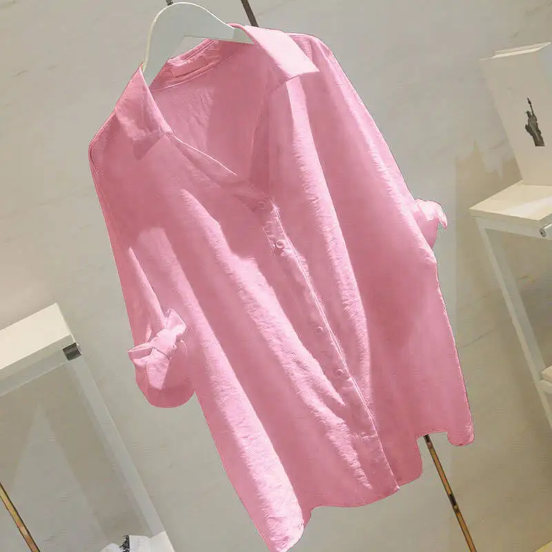 Dioufond Women V-neck White Shirt Feminine Blouse Top Half Sleeve Casual Turn-down Collar OL Style Women Loose Blouses
Dioufond Women V-neck White Shirt Feminine Blouse Top Half Sleeve Casual Turn-down Collar OL Style Women Loose Blouses