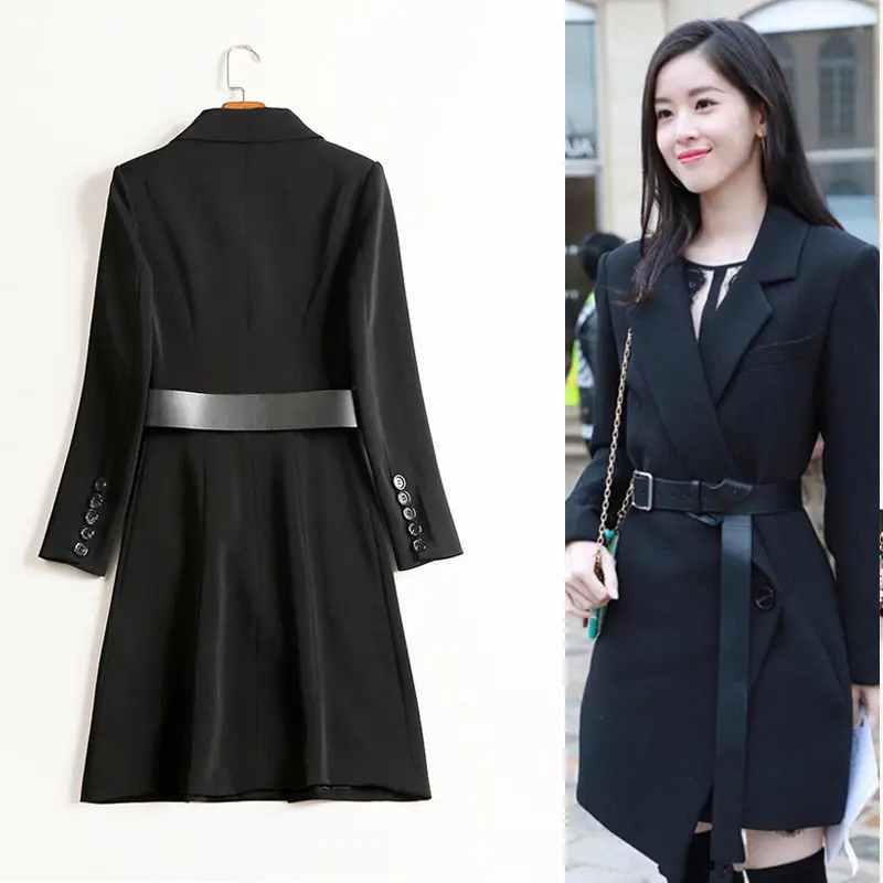 Spring Coat Women's Blazer Jacket Long Section Fashion 2019 Long-sleeved Black Korean Slim Suit Coat With Belt Outerwear f1018
Spring Coat Women's Blazer Jacket Long Section Fashion 2019 Long-sleeved Black Korean Slim Suit Coat With Belt Outerwear f1018