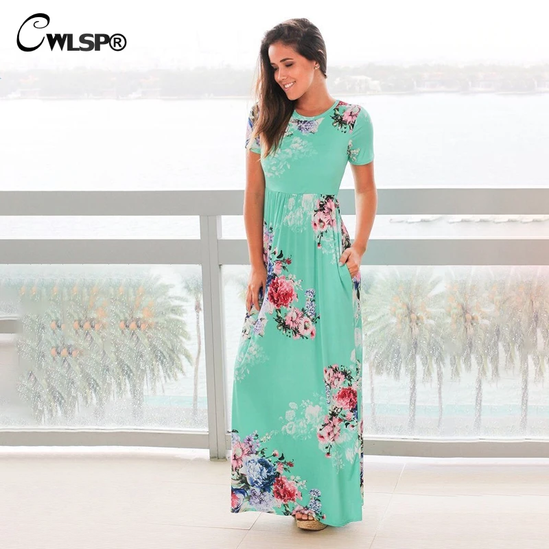 CWLSP Hot Sale Womens Elegant Dress For Summer Print Floral Maxi Dress Short Sleeve Plus Size Dress For Holiday Vestido QZ2604
CWLSP Hot Sale Womens Elegant Dress For Summer Print Floral Maxi Dress Short Sleeve Plus Size Dress For Holiday Vestido QZ2604