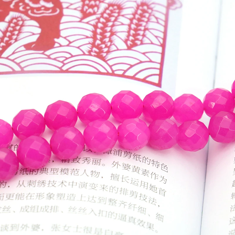 

Faceted rose red chalcedony loose beads 10mm DIY round stone 15" women jewerly making design ornaments gift