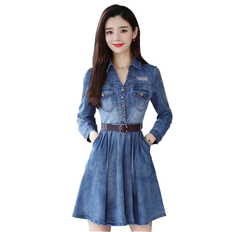 Denim dresses female spring autumn 2020 new fashion Korean Plus size was thin waist middle long casual A word dress women's tide
Denim dresses female spring autumn 2020 new fashion Korean Plus size was thin waist middle long casual A word dress women's tide