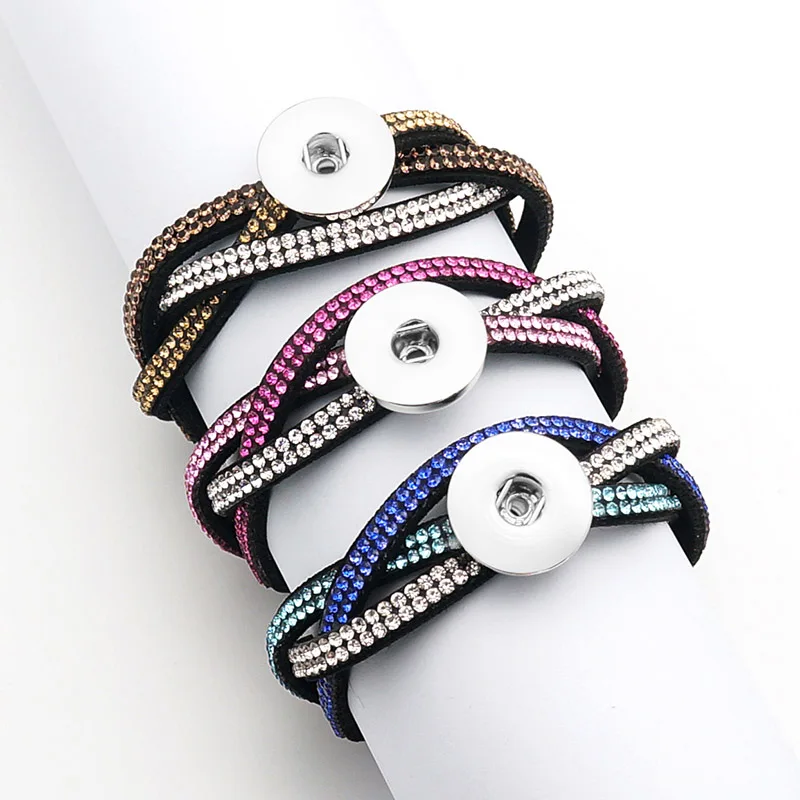 New Fashion 3 layers Crossed Rhinestone velvet Leather snap bracelet 21cm fit 18MM snap buttons jewelry SE0193 wholesale
New Fashion 3 layers Crossed Rhinestone velvet Leather snap bracelet 21cm fit 18MM snap buttons jewelry SE0193 wholesale