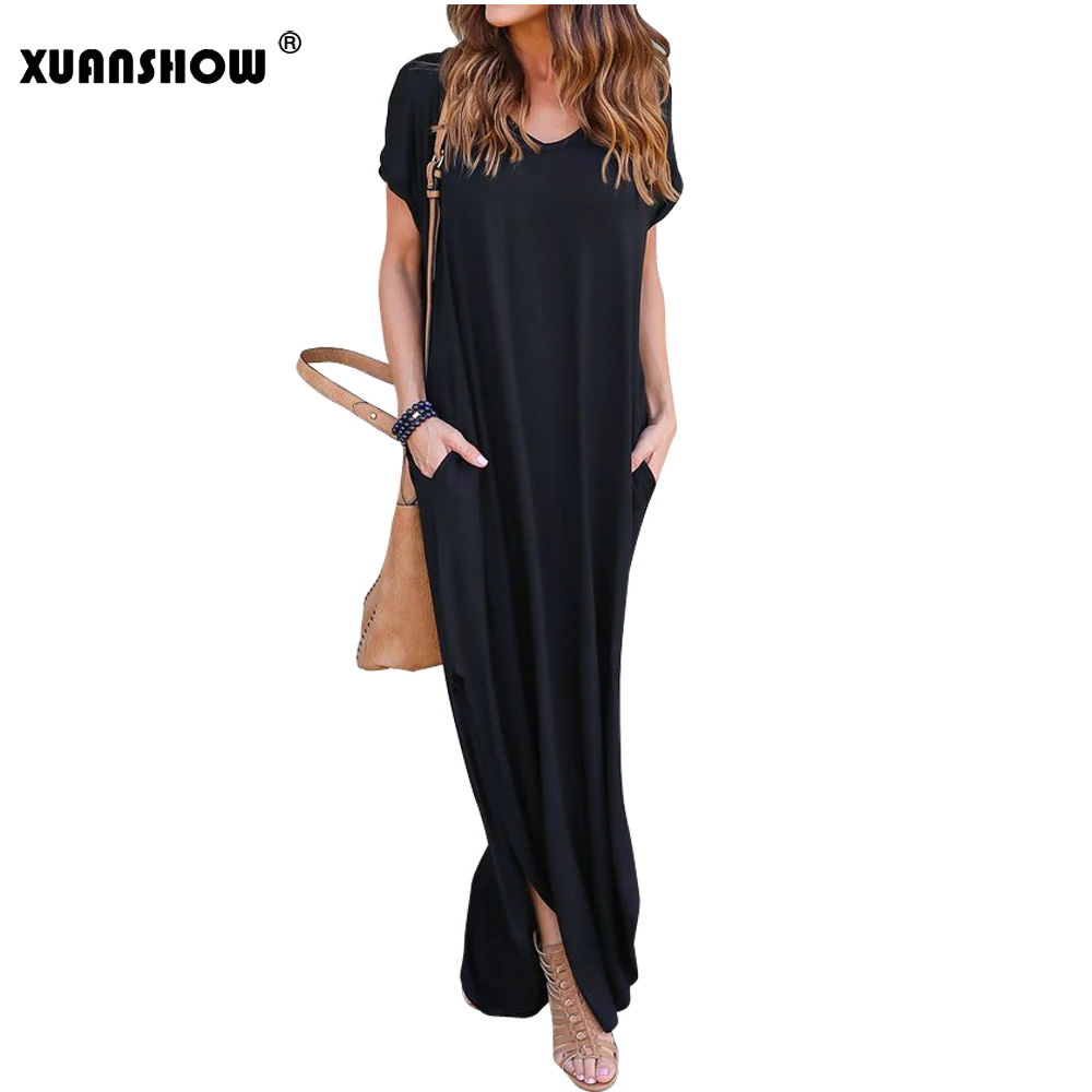 XUANSHOW Summer Dress 2019 Casual Short Sleeve V Neck Side Split Long Dresses Women Oversized Solid Ladies Beach Clothing 5XL
XUANSHOW Summer Dress 2019 Casual Short Sleeve V Neck Side Split Long Dresses Women Oversized Solid Ladies Beach Clothing 5XL