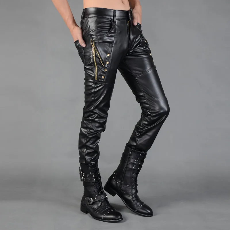 Black motorcycle faux leather pants men straight casual trousers pu rivets pants for men fashion pantalon homme personalized
Black motorcycle faux leather pants men straight casual trousers pu rivets pants for men fashion pantalon homme personalized