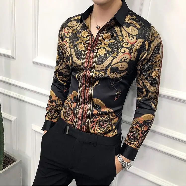 Luxury Gold Black Shirt Men 2020 New Slim Fit Long Sleeve Camisa Masculina Gold Black Chemise Homme Social Men Club Prom Shirt
Luxury Gold Black Shirt Men 2020 New Slim Fit Long Sleeve Camisa Masculina Gold Black Chemise Homme Social Men Club Prom Shirt