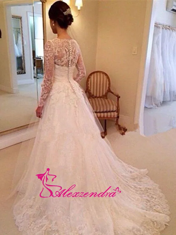 Alexzendra Lace Wedding Dress 2019 Sweetheart Long Sleeves Illusion Back Elegant Wedding Bridal Dresses Plus Size Custom Made
Alexzendra Lace Wedding Dress 2019 Sweetheart Long Sleeves Illusion Back Elegant Wedding Bridal Dresses Plus Size Custom Made