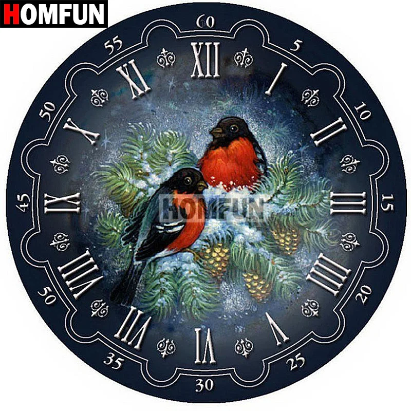 Картина для алмазной вышивки HOMFUN A07331 алмазная вышивка настенные часы с птицей