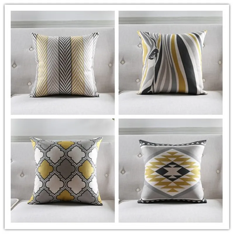 Linen Pillow Cover Geometric Yellow Grey Block Zebra Cushion Cover Home Decorative Pillow Case
Linen Pillow Cover Geometric Yellow Grey Block Zebra Cushion Cover Home Decorative Pillow Case