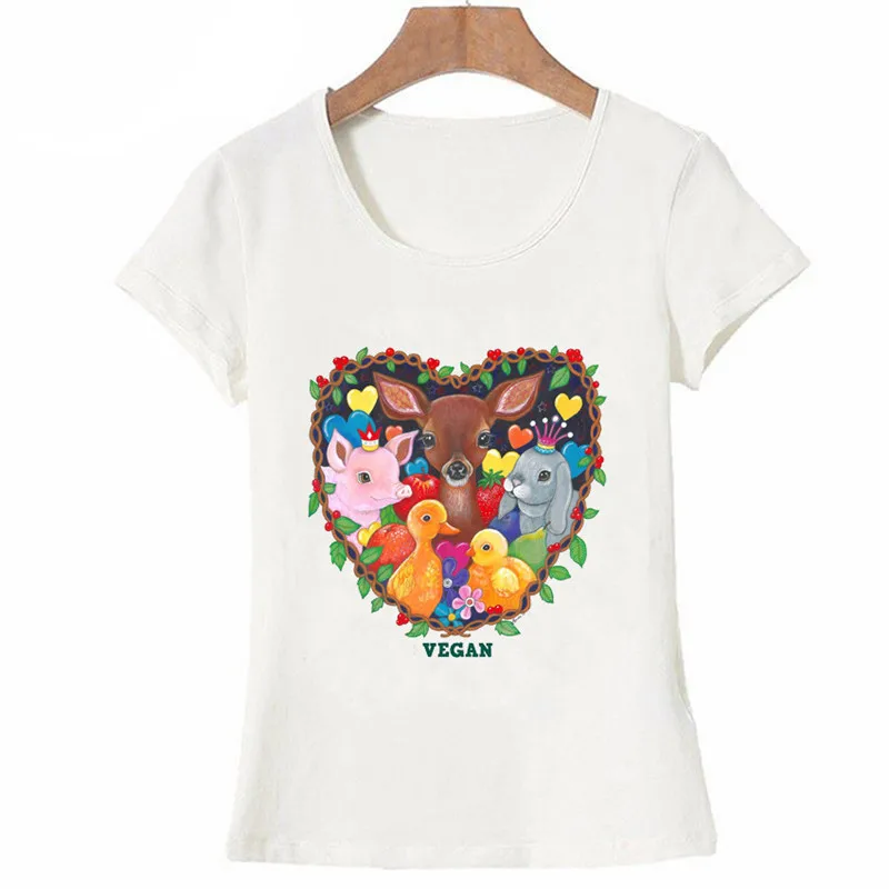 Футболка с принтом Love Kindness Vegan Забавные топы рисунками животных повседневные