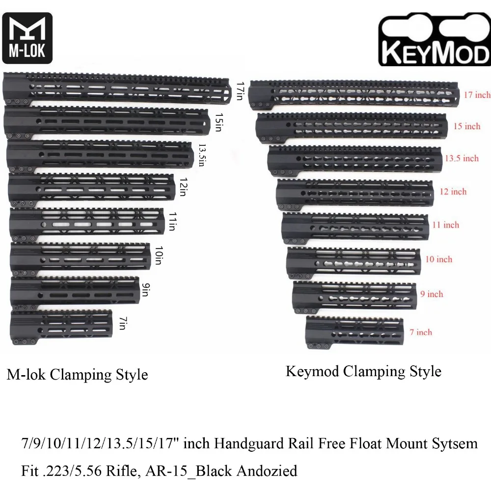 TriRock 7/9/10/11/12/13.5/15/17'' inch Clamping Style Keymod/M-lok Handguard Rail Picatinny Free Float Mount System_Black Color
TriRock 7/9/10/11/12/13.5/15/17'' inch Clamping Style Keymod/M-lok Handguard Rail Picatinny Free Float Mount System_Black Color