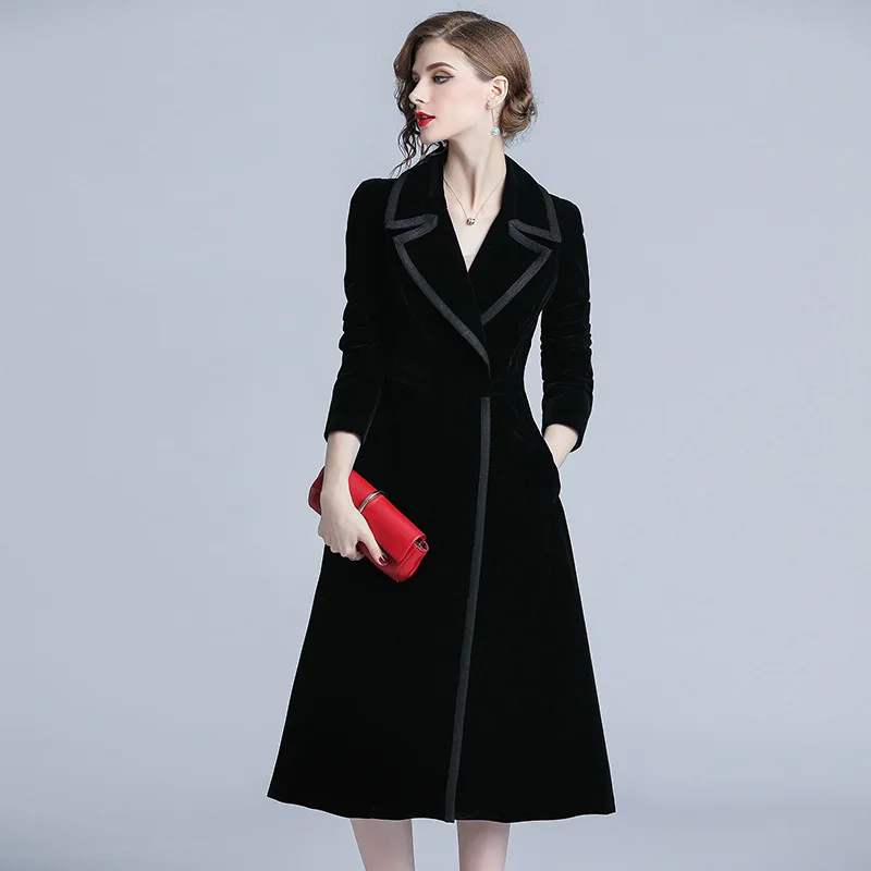 Europe and the United States black velvet windbreaker women in the long section 2019 autumn and winter new dignified atmosp
Europe and the United States black velvet windbreaker women in the long section 2019 autumn and winter new dignified atmosp