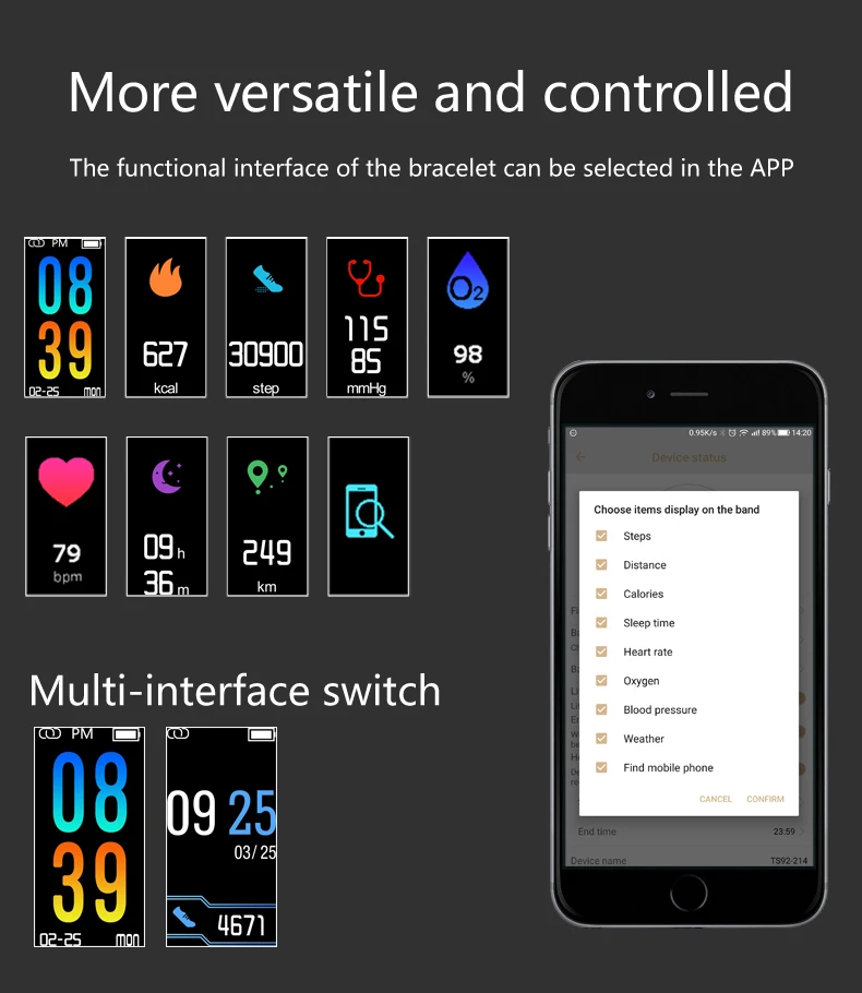 Fitness Smart Band Blood Pressure Blood Oxygen Monitoring Smart Wristband Heart Rate Monitor Bracelet IP68 Waterproof
Fitness Smart Band Blood Pressure Blood Oxygen Monitoring Smart Wristband Heart Rate Monitor Bracelet IP68 Waterproof