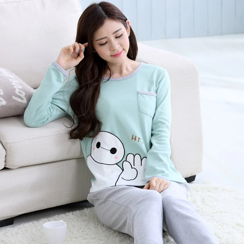 Female Spring Fall Baymax Pajamas sets Women Cute Cartoon Printed Girl Pijamas suit Long sleeve Sleepwear O-neck Cotton Pyajams
Female Spring Fall Baymax Pajamas sets Women Cute Cartoon Printed Girl Pijamas suit Long sleeve Sleepwear O-neck Cotton Pyajams