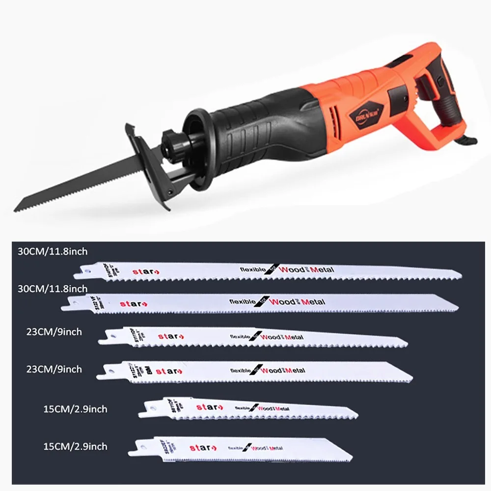 Electric Jigsaw Saw Reciprocating Saw for Wood Metal Plasitic Pipe 980W Cutting Power Saw Tool with 8PC Saw Blades
Electric Jigsaw Saw Reciprocating Saw for Wood Metal Plasitic Pipe 980W Cutting Power Saw Tool with 8PC Saw Blades
