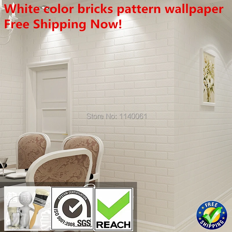 Free shipping PVC Wallpaper roll white color 3D bricks wallpaper for bedroom living room wall paper waterproof wall covering
Free shipping PVC Wallpaper roll white color 3D bricks wallpaper for bedroom living room wall paper waterproof wall covering