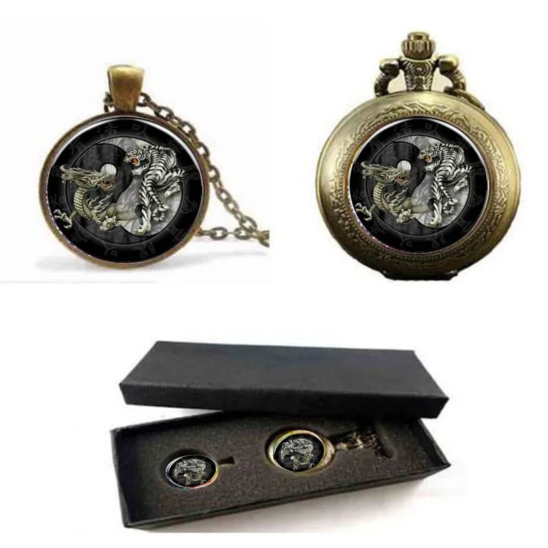 Brand New fashion China style Tai Chi dragon tiger Yin Yang retro glass pendant long chain necklace pocket watch with free box
Brand New fashion China style Tai Chi dragon tiger Yin Yang retro glass pendant long chain necklace pocket watch with free box