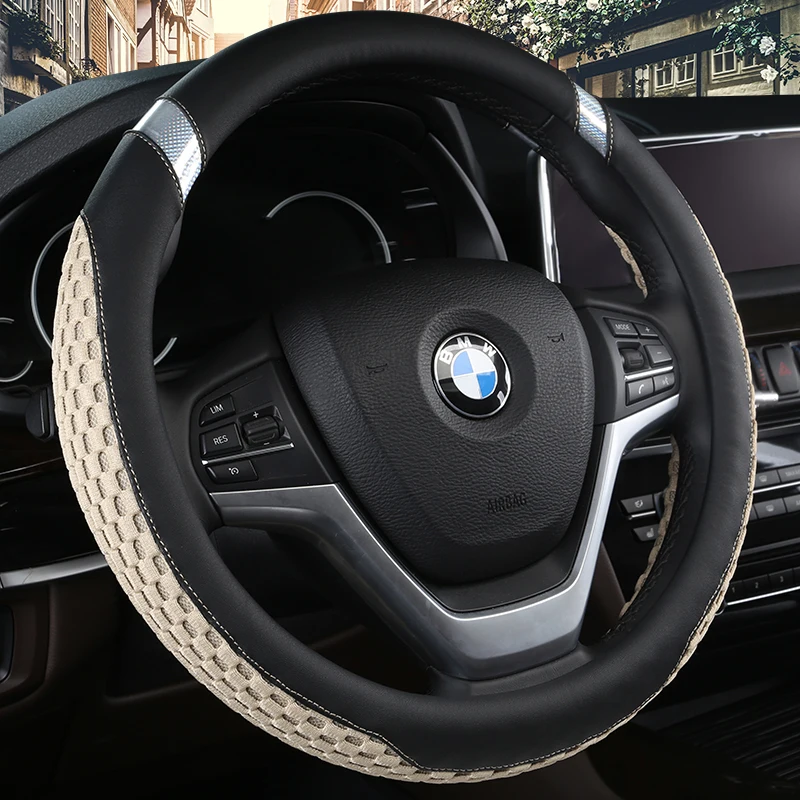 37-38CM New Car Steering Wheel Cover Artificial Leather Steering-Wheel Covers Breathable Fabric Braid Auto Accessories Universal
37-38CM New Car Steering Wheel Cover Artificial Leather Steering-Wheel Covers Breathable Fabric Braid Auto Accessories Universal