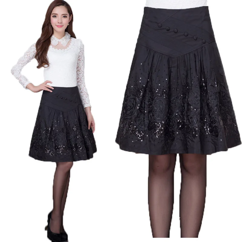 Spring Fall Casual Women High Waisted Sequined Lace Patchwork Beading Black Skirt , 5xl 6xl Knee Length Pleated Skirts For Woman
Spring Fall Casual Women High Waisted Sequined Lace Patchwork Beading Black Skirt , 5xl 6xl Knee Length Pleated Skirts For Woman