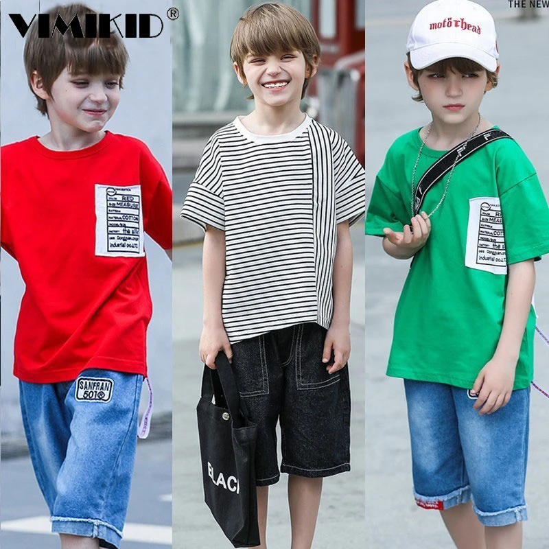 VIMIKID 2019 Boys Clothes Set Fashion Short-sleeved T-shirt Pants Cotton Letter Striped Top Jeans Suit Boutique Clothing
VIMIKID 2019 Boys Clothes Set Fashion Short-sleeved T-shirt Pants Cotton Letter Striped Top Jeans Suit Boutique Clothing