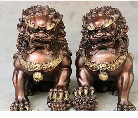 bronze Pure Copper Old Qing Ming Brass 16CM China Red Bronze Copper Feng Shui Evil Royal Door Fu Foo Dog Lion Pair Statue
bronze Pure Copper Old Qing Ming Brass 16CM China Red Bronze Copper Feng Shui Evil Royal Door Fu Foo Dog Lion Pair Statue