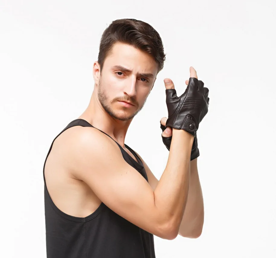 Men Genuine Leather Half Finger Gloves Outdoor Anti Slip Motorcycle Sports Black Dark Brown Gloves
Men Genuine Leather Half Finger Gloves Outdoor Anti Slip Motorcycle Sports Black Dark Brown Gloves