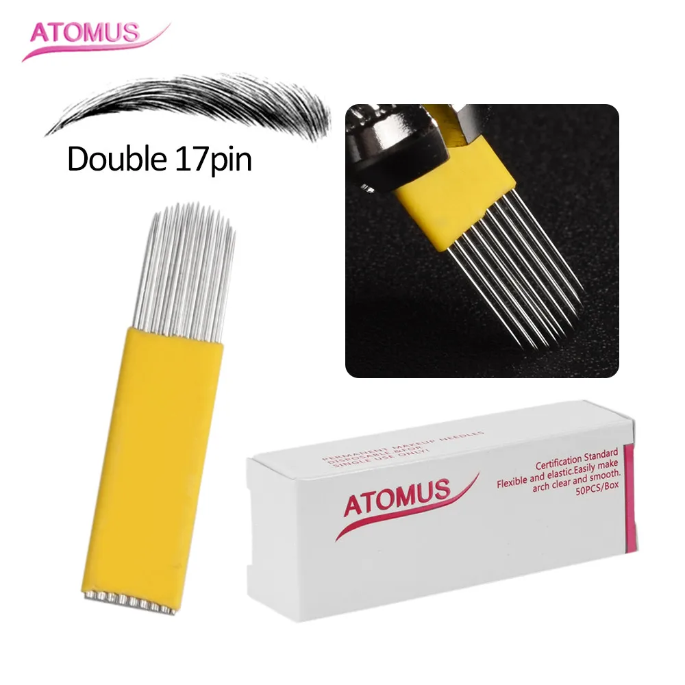 New 50pcs 17Pin Microblading DOUBLE ROW Tebori Blade Tattoo Needles Microshading Blading Needling Fog Eyebrow & Lip Needle
New 50pcs 17Pin Microblading DOUBLE ROW Tebori Blade Tattoo Needles Microshading Blading Needling Fog Eyebrow & Lip Needle