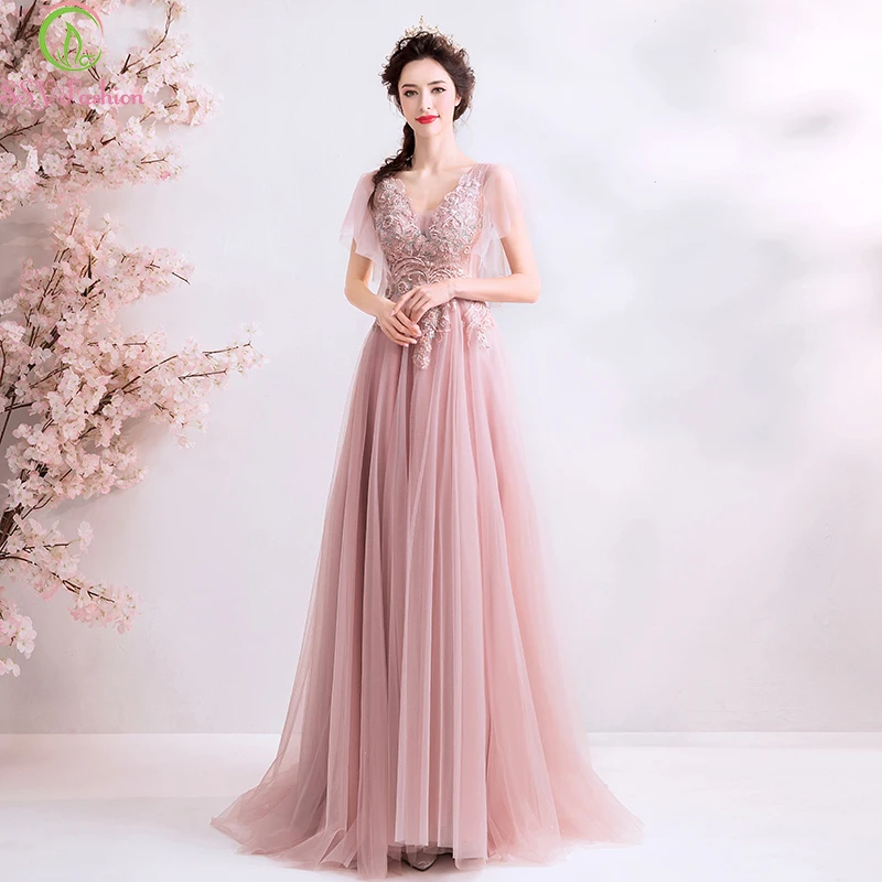 SSYFashion 2019 New Luxury Evening Dress Sweet Pink Lace Appliques Beading V-neck Floor-length Formal Party Gowns Robe De Soiree
SSYFashion 2019 New Luxury Evening Dress Sweet Pink Lace Appliques Beading V-neck Floor-length Formal Party Gowns Robe De Soiree