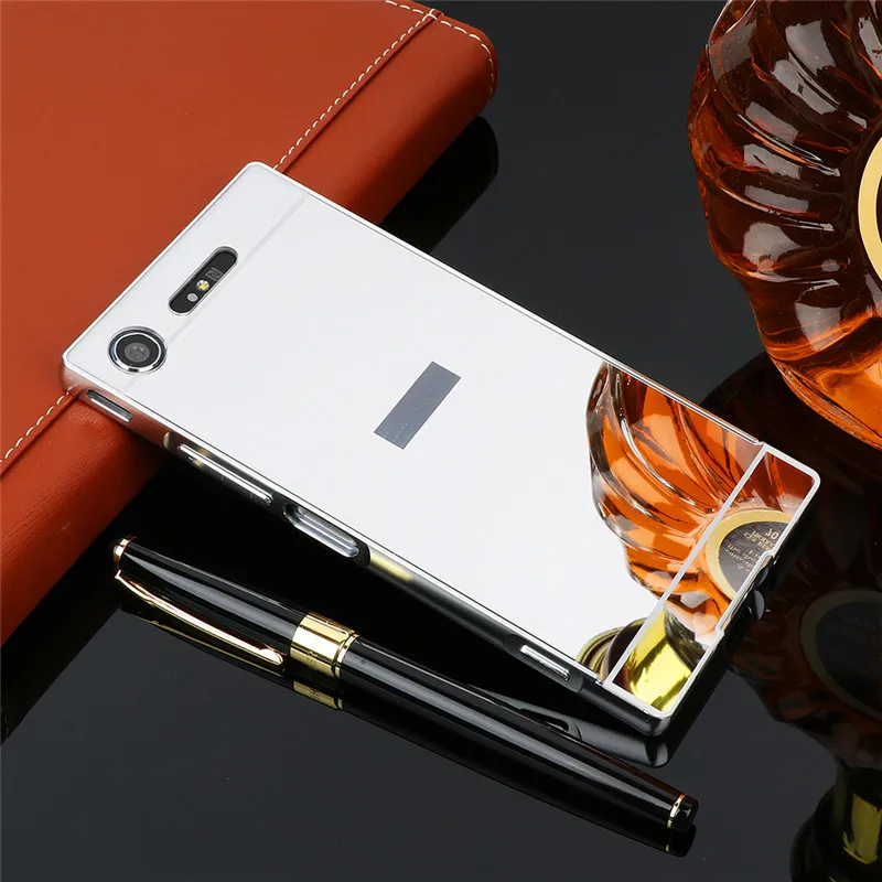 Чехол для Sony XZ1 G8341 Dual G8342 металлическая рамка с зеркальной задней крышкой Жесткий