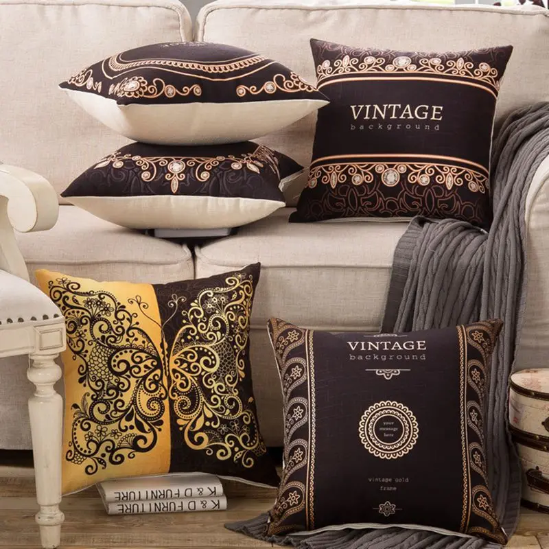 Geometric Flower Printed Black Gold Pillows Cases Retro Vintage Pillow Cover Case Bedroom Home Decorative Throw Pillowcases
Geometric Flower Printed Black Gold Pillows Cases Retro Vintage Pillow Cover Case Bedroom Home Decorative Throw Pillowcases