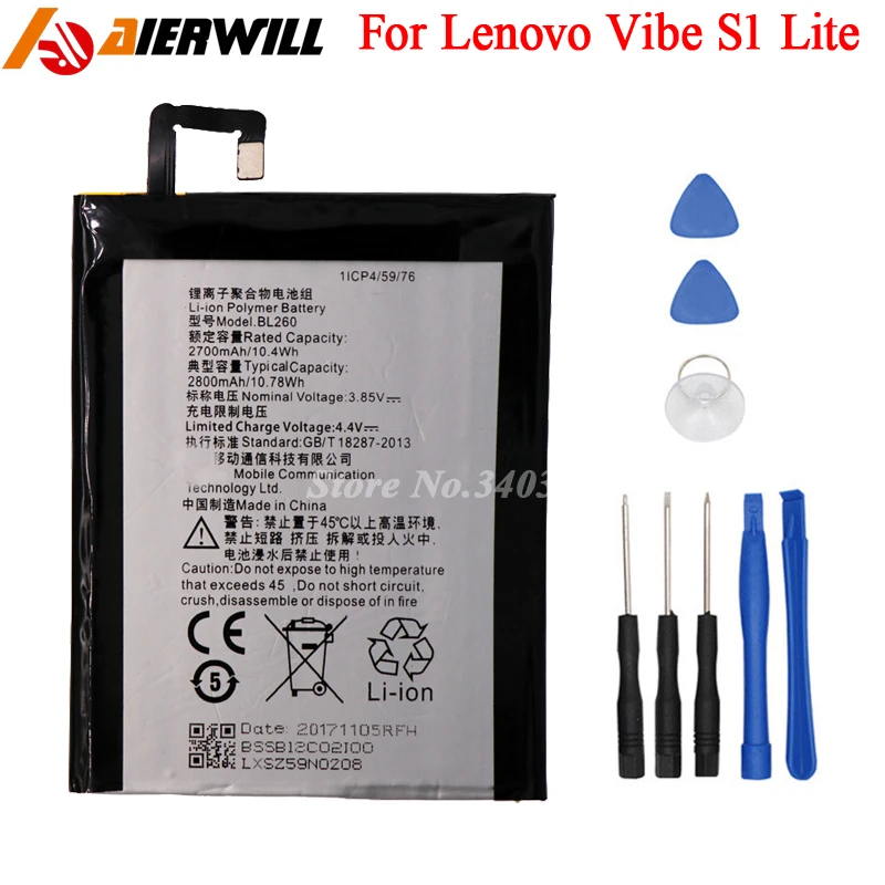 Аккумулятор BL260 для Lenovo Vibe S1 Lite аккумулятор 2700 мАч 2800 + Инструменты|battery for lenovo|battery