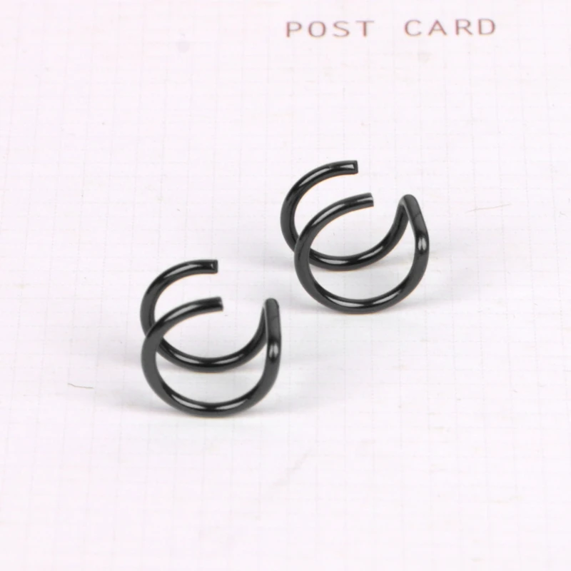 Titanium 2 Rings Ear Cuff Clip On Helix Cartilage Ring No Piercing Body Jewelry
