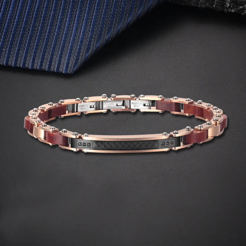 Moocare Electroplated Rose Gold Color Stainless Steel Red Wood Black Carbon Fiber Men's Fashion Thin Bend Bracelet
Moocare Electroplated Rose Gold Color Stainless Steel Red Wood Black Carbon Fiber Men's Fashion Thin Bend Bracelet