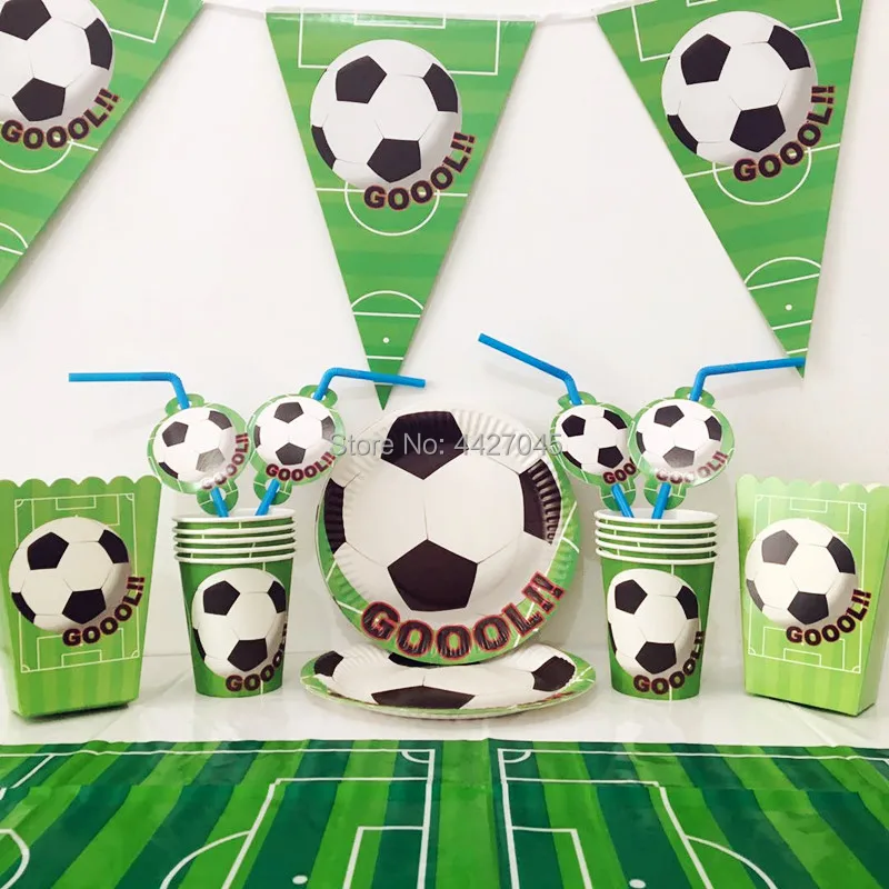 38pcs/lot football theme birthday disposable party tableware sets cups tablecloth flag straw kids favors party decorations 
38pcs/lot football theme birthday disposable party tableware sets cups tablecloth flag straw kids favors party decorations