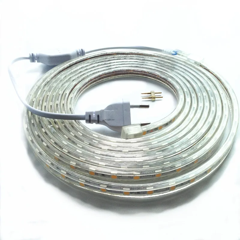 

SMD 5050 AC 220V led strip flexible light 1M/2M/3M/4M/5M/6M/7M/8M/9M/10M/15M/20M +Power Plug,60leds/m Waterproof led light